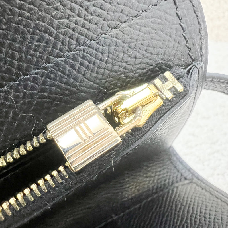 Hermes Portefeuille Kelly Depliant Wallet in Black Epsom Leather and GHW