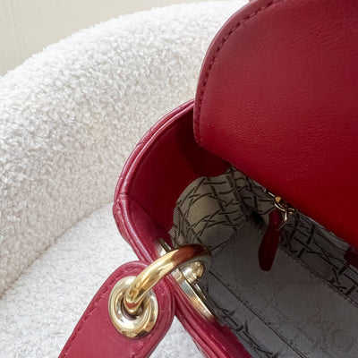 Dior Mini Lady Dior in Cherry Red Lambskin and GHW