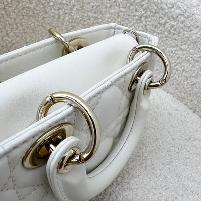 Dior Micro Lady D-Joy Bag in White Cannage Lambskin and LGHW