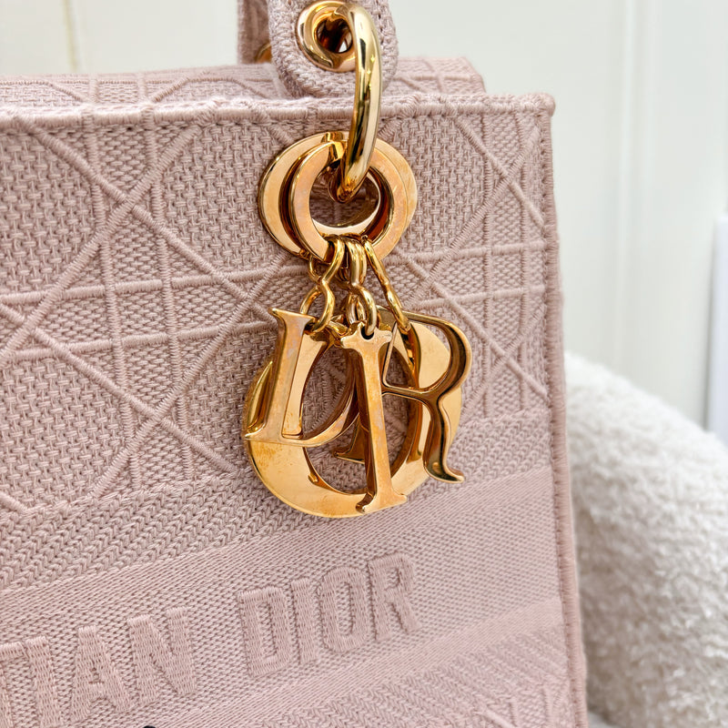 Dior Medium Lady D-Lite in Rosewood Pink Cannage Embroidery and RGHW