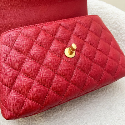 Chanel Small 24cm Coco Handle in Red Caviar and AGHW