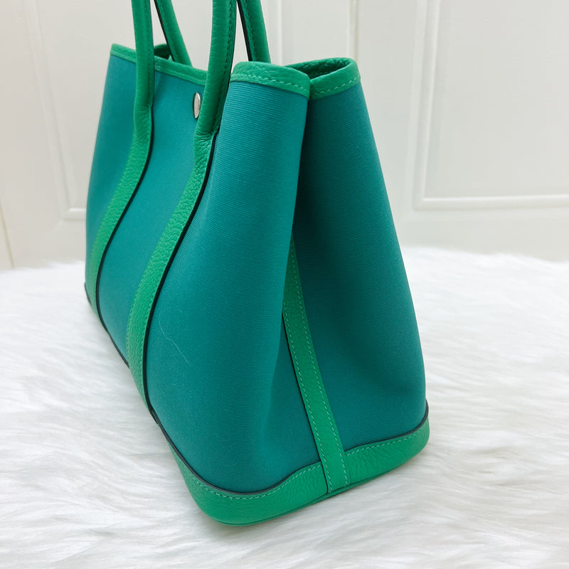 Hermes Garden Party 30 in Vert Veronese Canvas, Menthe Leather and PHW