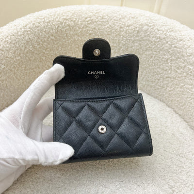 Chanel Classic XL Card Holder / Small Wallet in Black Iridescent Caviar and SHW