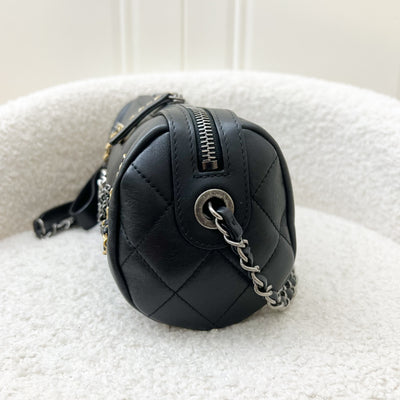 Chanel Seasonal Round Bowling Bag in Black Calfskin and PH and Aged GHW