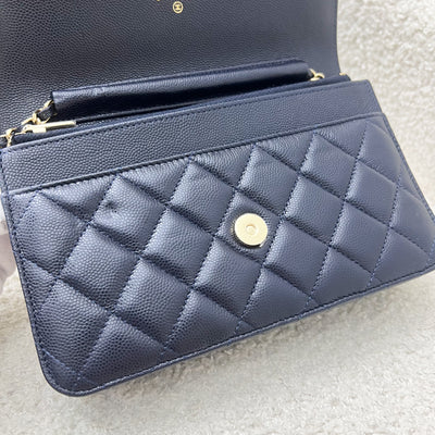 Chanel Classic Wallet on Chain WOC in Navy Blue Caviar and LGHW