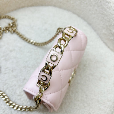 Chanel Seasonal Top Handle Mini Bag / Clutch on Chain in Pink Lambskin and GHW