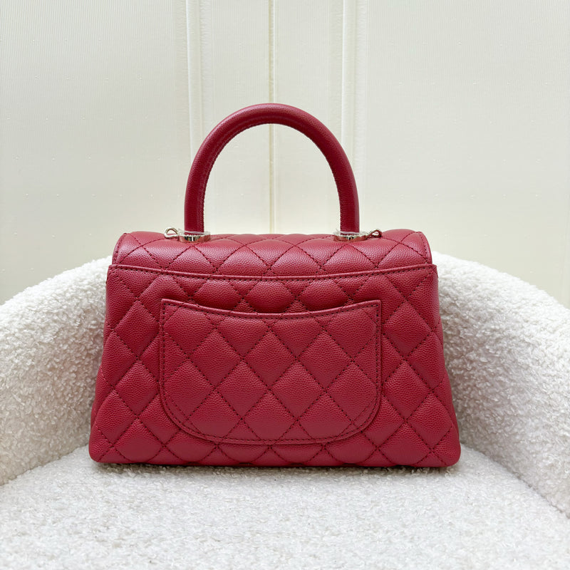 Chanel Small 24cm Coco Handle in 21A Dark Pink Caviar and LGHW