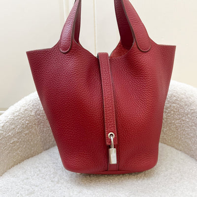 Hermes Picotin Lock 18 in Rouge Garance Clemence Leather PHW