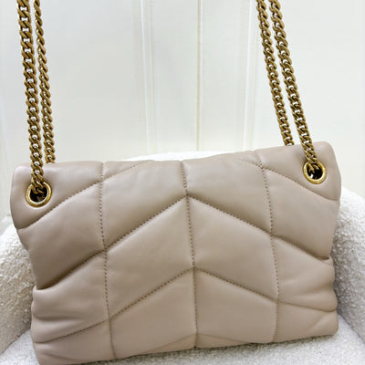 Saint Laurent YSL Small Loulou Puffer in Beige Lambskin and GHW