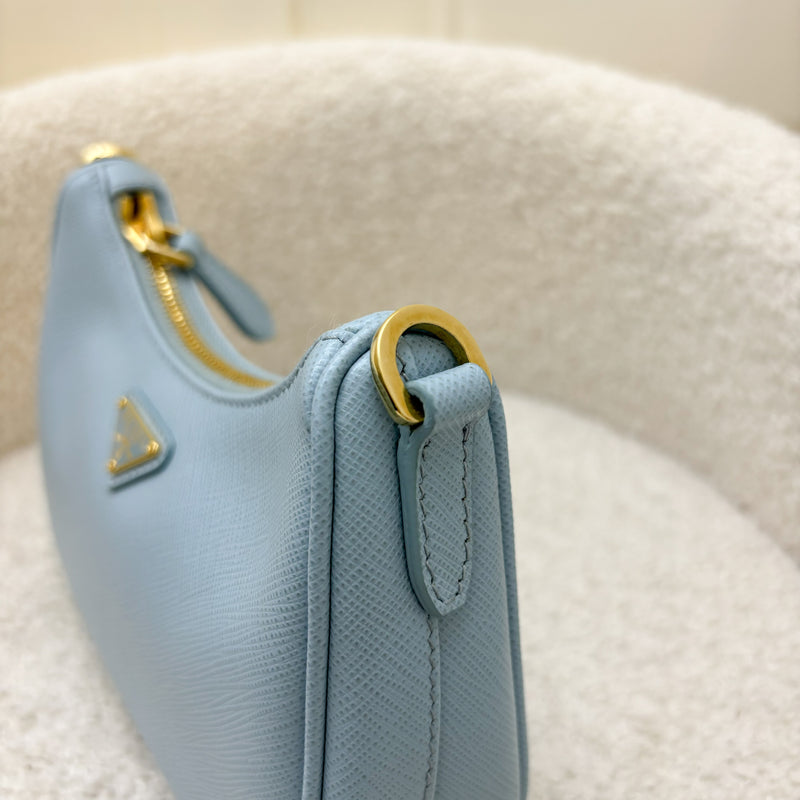 Prada Re-Edition Mini Bag in Baby Blue Saffiano Leather and GHW