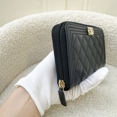 Chanel Boy Zippy Long Wallet in Black Caviar and GHW