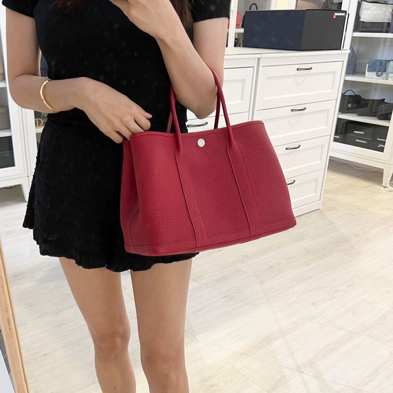 Hermes Garden Party 30 in Rouge Piment Negonda Leather and SHW