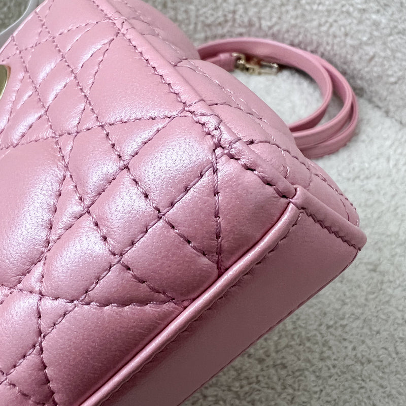 Dior Micro Lady D-Joy Bag in Iridescent Pink Lambskin and LGHW