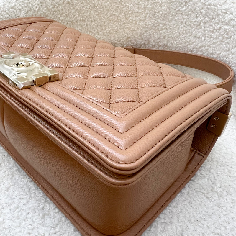 Chanel Medium 25cm Boy Flap in 21K Caramel Caviar LGHW