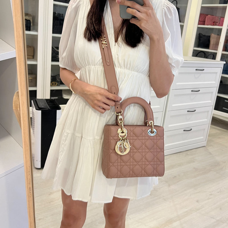 Dior Lady Dior ABCDior Small Bag in Blush Pink Lambskin and LGHW