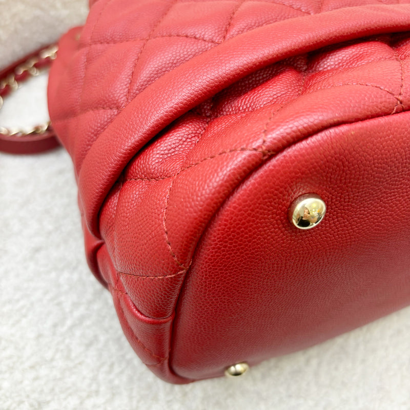 Chanel 19B Drawstring Bucket Bag in Red Caviar and LGHW