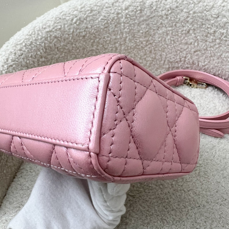 Dior Micro Lady D-Joy Bag in Iridescent Pink Lambskin and LGHW