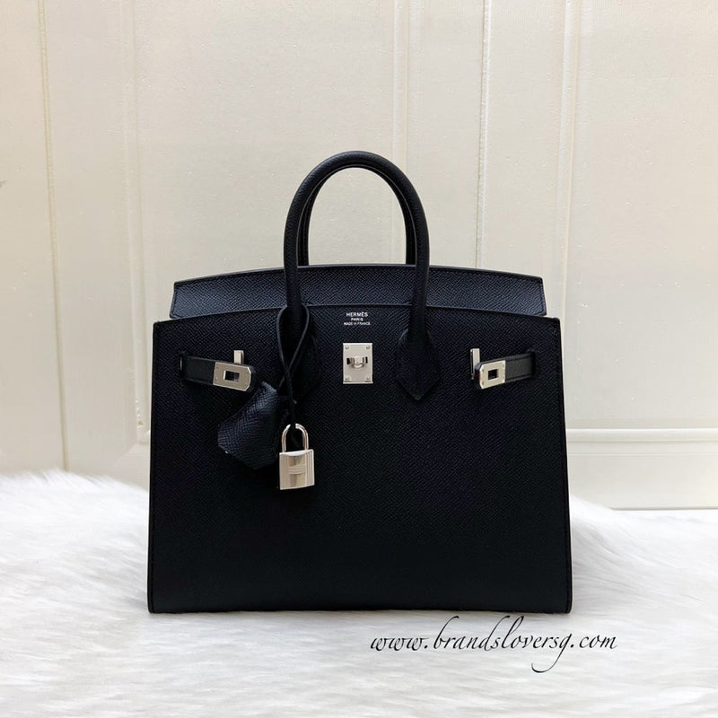 [Full Set - W Stamp] Hermes Birkin 25 Sellier in Noir Black Epsom Leather and PHW