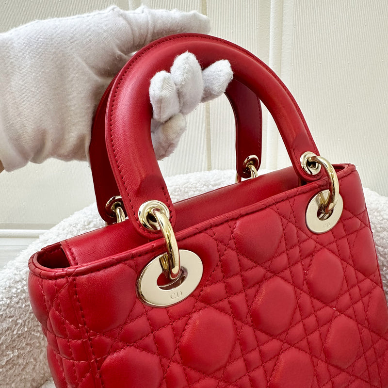 Dior Small MyLadyDior Lady Dior in Red Lambskin and LGHW