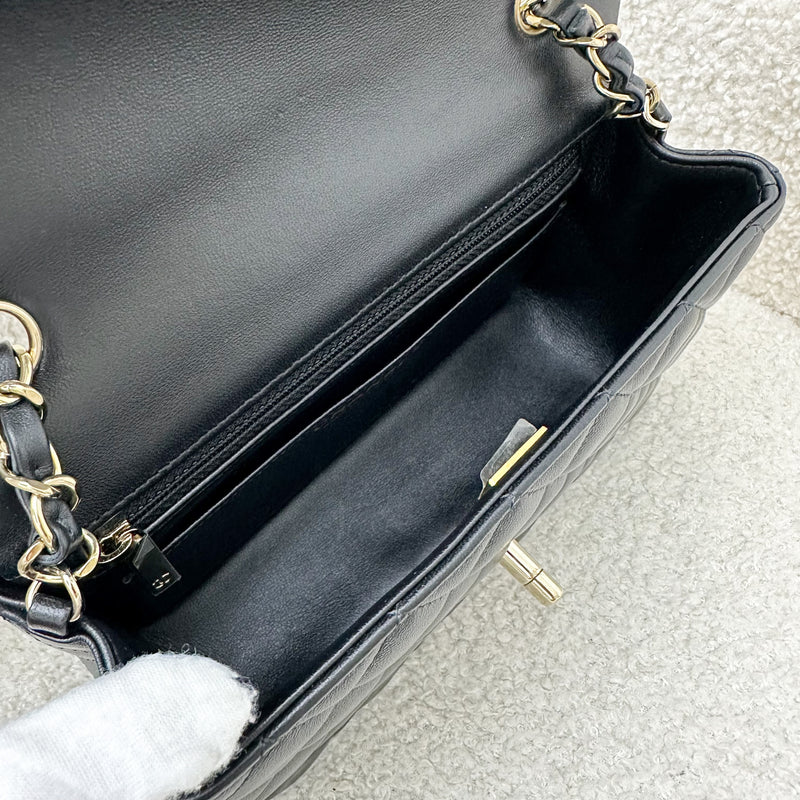 Chanel Mini Rectangle Flap in Black Lambskin and LGHW