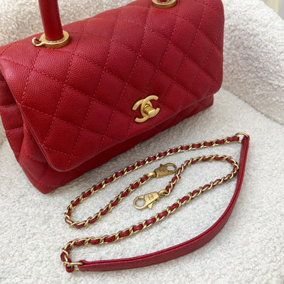 Chanel Small 24cm Coco Handle in Red Caviar and AGHW