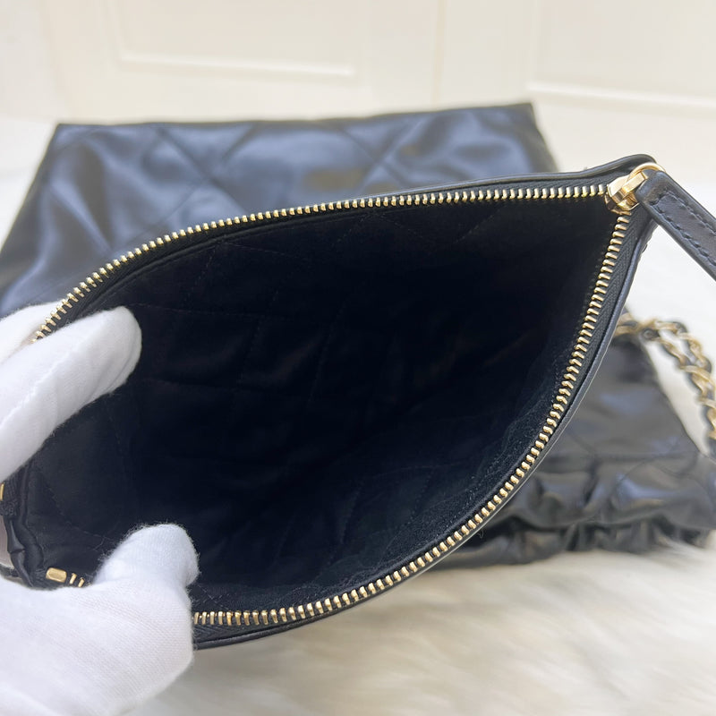 Chanel 22 Small Hobo Bag in Black Calfskin and AGHW