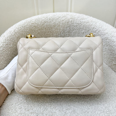 Chanel Seasonal Small Funky Chain Flap Bag in Light Beige Lambskin and GHW