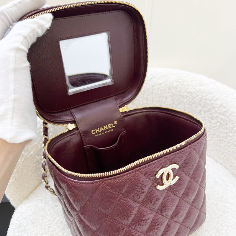 Chanel Top Handle Vanity Case in 21B Burgundy Red Caviar and LGHW