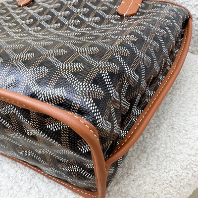 Goyard Mini Anjou Tote Bag in Black Goyardine Canvas with Camel Trim