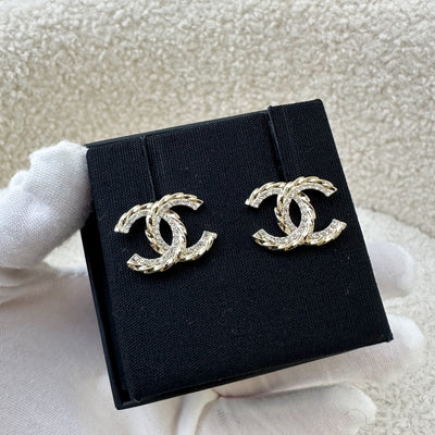 Chanel 23B CC Earrings with Studded Crystals and LGHW
