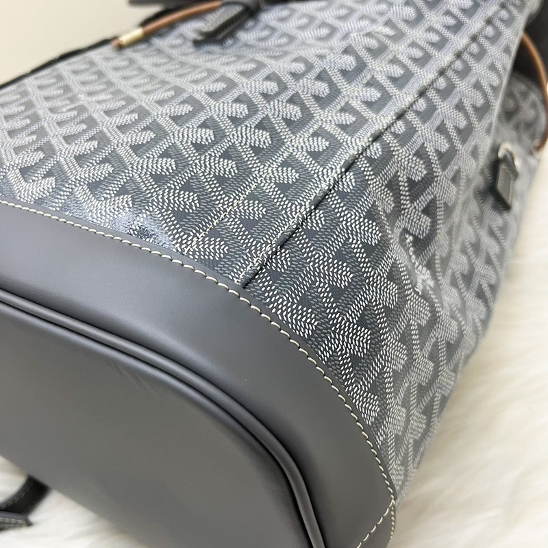 Goyard Alpin MM Backpack in Grey Goyardine Canvas and SHW