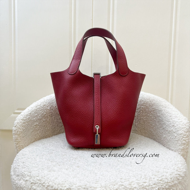 Hermes Picotin Lock 18 in Rouge Garance Clemence Leather PHW