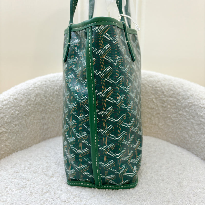 Goyard Mini Anjou Tote Bag in Classic Green Canvas and Leather