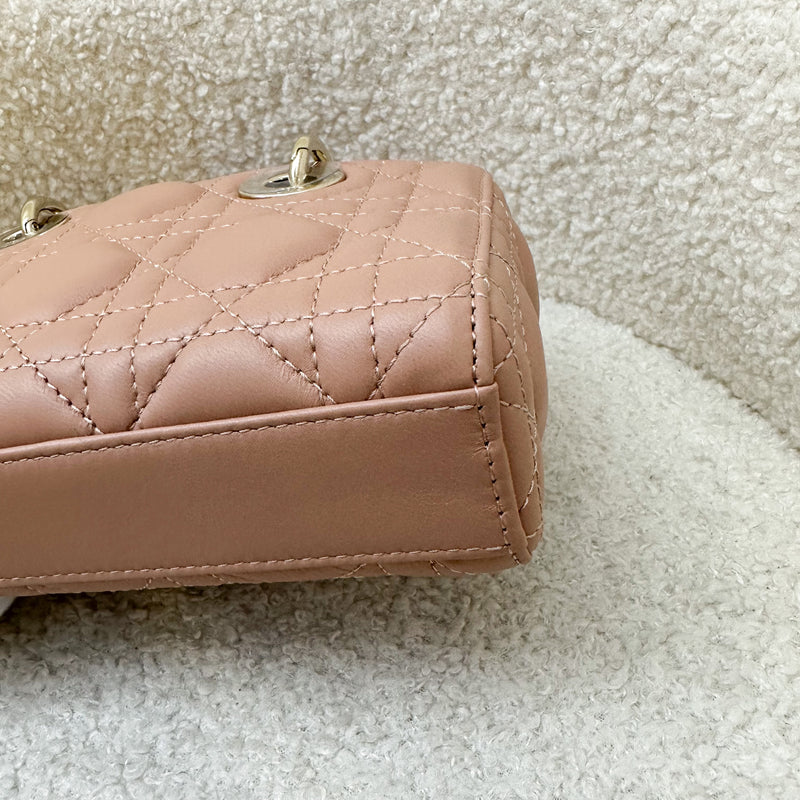 Dior Micro Lady D-Joy Bag in Nude Pink Cannage Lambskin and LGHW