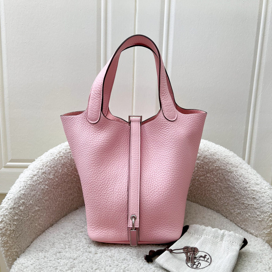 Hermes Picotin 18 in Rose Sakura Clemence Leather and PHW