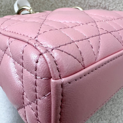 Dior Micro Lady D-Joy Bag in Iridescent Pink Lambskin and LGHW