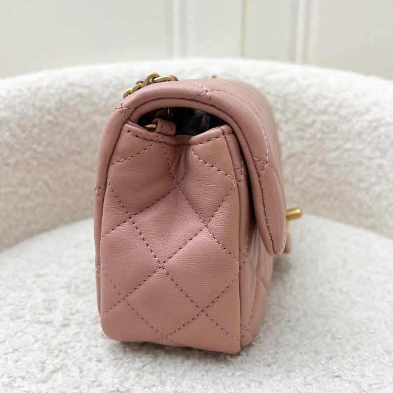 Chanel Pearl Crush Mini Rectangle Flap in 21B Rose Pink Lambskin and AGHW