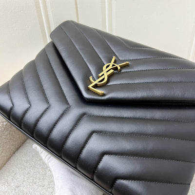 Saint Laurent YSL Medium LouLou Bag in Quilted Black Calfskin and GHW