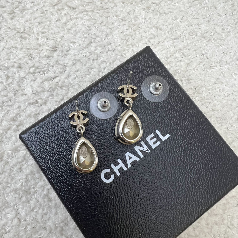 Chanel Classic Tear Drop Crystal Earrings in SHW