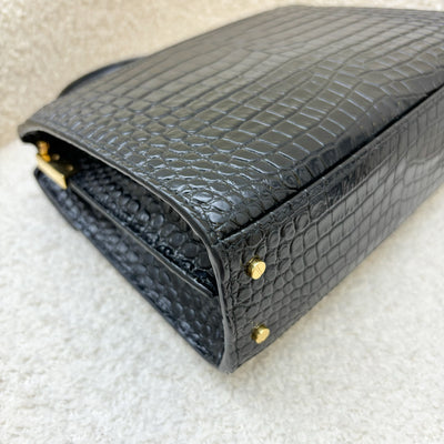 Saint Laurent Mini Cassandra Top Handle Bag in Crocodile Embossed Leather GHW