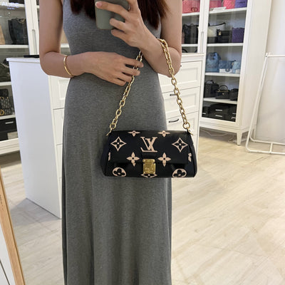 LV Favorite Bag in Bicolor Black and Creme Giant Monogram Empreinte Leather and GHW