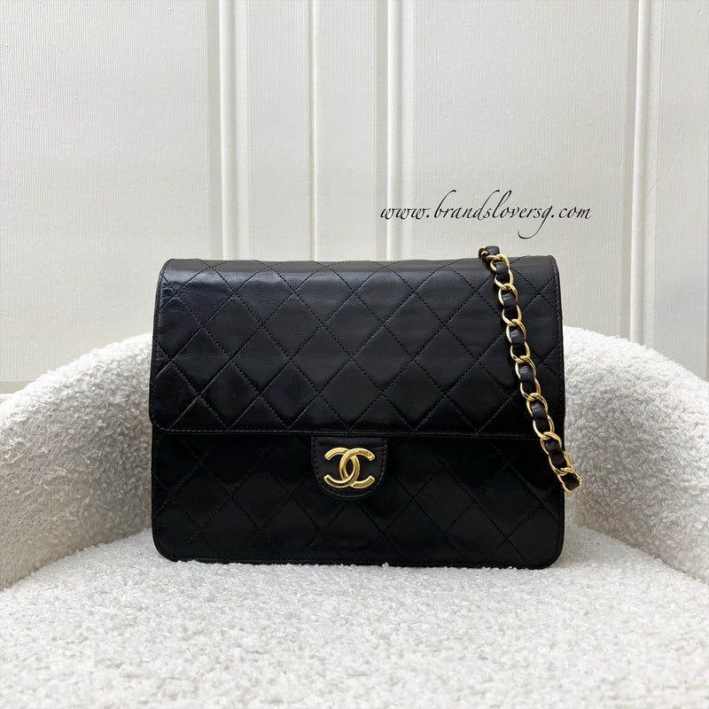 Chanel Vintage Push Lock Square in Black Lambskin GHW