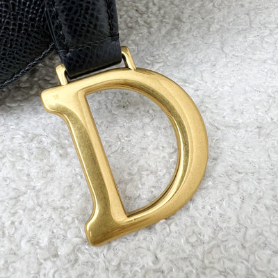 Dior Mini Saddle Bag In Black Grained Calfskin GHW