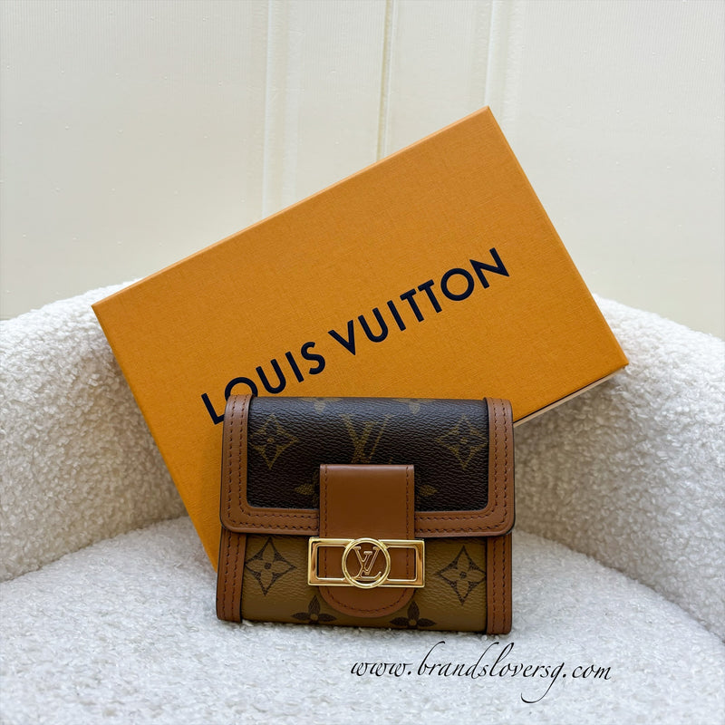 LV Dauphine Compact Wallet in Reverse Monogram, Monogram Canvas and GHW