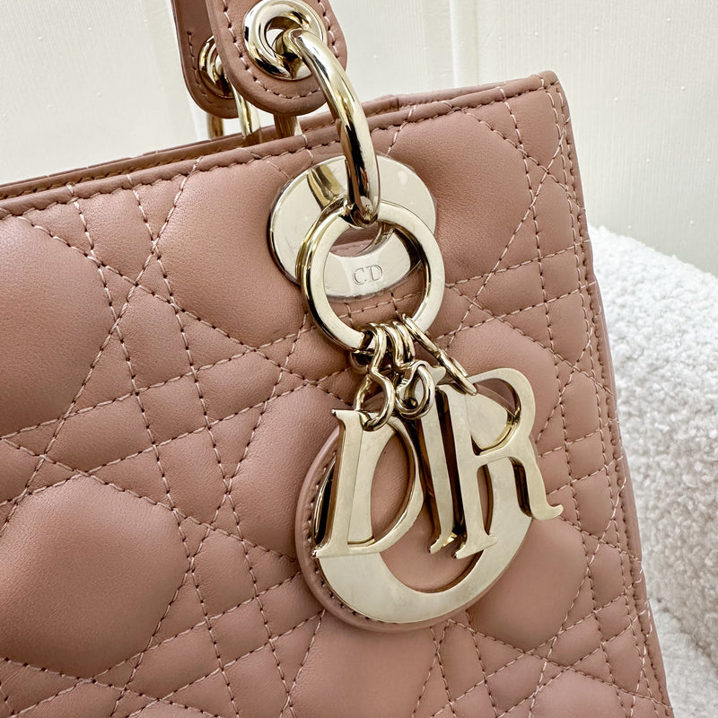 Dior Medium Lady Dior in Rose Beige Lambskin and LGHW