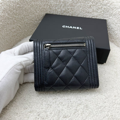 Chanel Boy Small Compact Wallet in Black Caviar and RHW