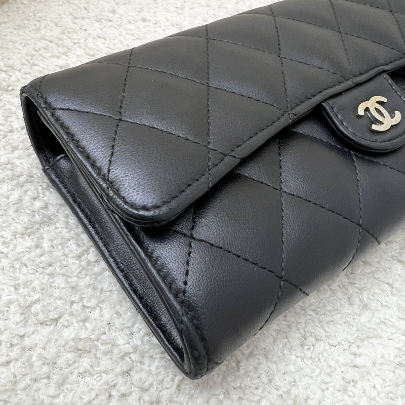 Chanel Classic Long Wallet in Black Lambskin and SHW