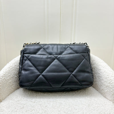 Chanel 19 Small Flap in Black Lambskin, Silver Logo and 3-Tone HW