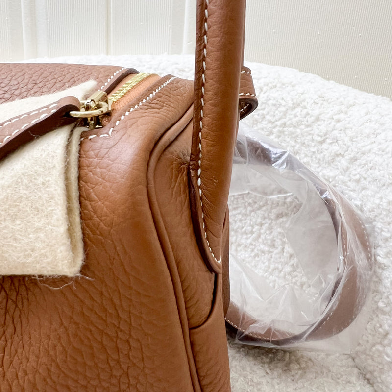 [Local Full Set - W Stamp] Hermes Mini Lindy in Gold Clemence Leather and GHW