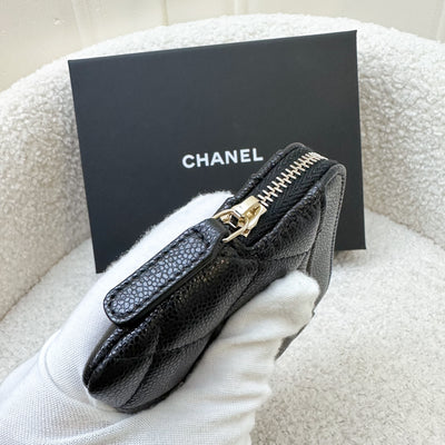 Chanel Zipped Square Compact Wallet in Black Caviar and LGHW